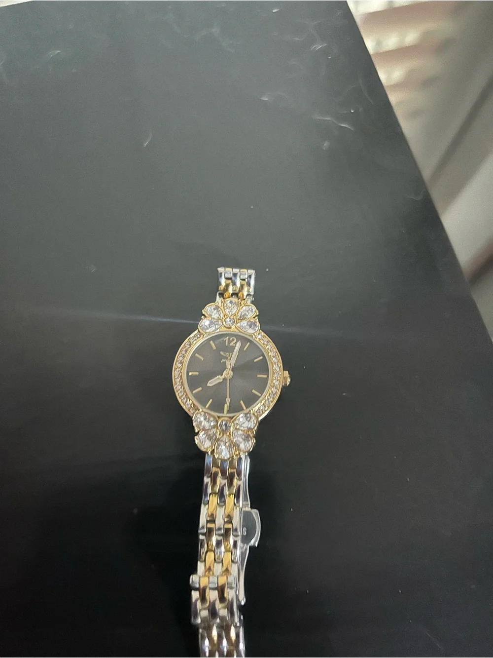 Invicta Gold-Tone Women's Bracelet Watch with Black Dial and Crystal Accents